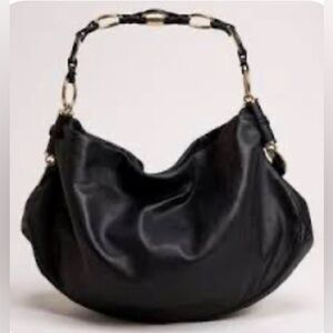 Yves Saint Laurent Early 2000s Nappa Leather w Chain Link Gold/Leather Hobo Bag